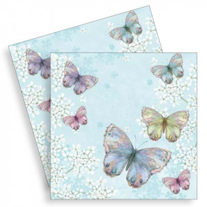 Servetel Fluturi pe fond bleu 33x33cm 2/set 361521
