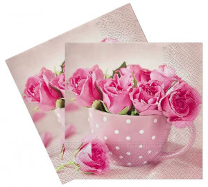 Servetel Trandafiri in ceasca 33x33cm 2/set TL571000