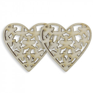 Inima placaj natur decupat flori M11 3,8x4cm 2/set