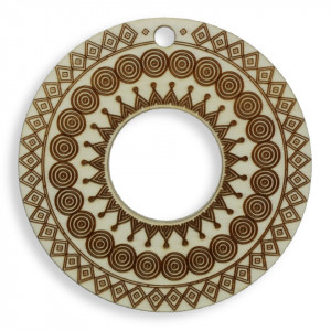 Mandala placaj natur pirogravat cu mijloc decupat M10 8cm
