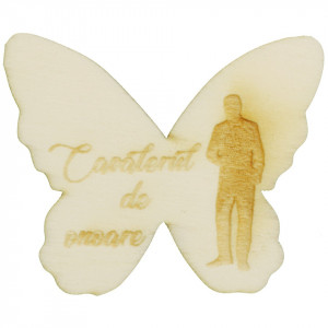Marturie nunta fluture placaj gravat -cavalerul de onoare-4,5x5,5cm