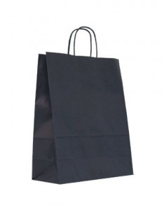 Punga hartie craft bleumarin interior natur maner rasucit 26x12x31cm BLEUM26*12*31
