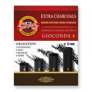 Set carbune artificial negru mix 4 gradatii 12x75mm Koh-I-Noor K8694-4