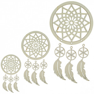 Dream catcher placaj natur 4 piese model-2