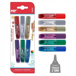 Lipici cu sclipici 6 culori x 6g/set MP Colours PE891