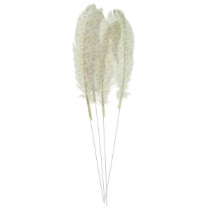 Pene albe cu imprimeu inimi 18-20cm si tija sarma 22cm 4/set CAN7A003