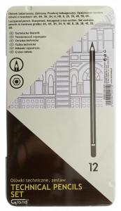 Creion grafit 12 tarii/set 6h/6b cutie metal Grand 160-1619 S1138