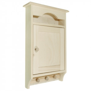 Dulapior lemn pentru chei usa si 3 agatatori 35x22x6cm KL148