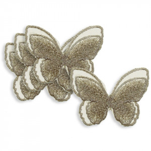 Fluture textil bej 6cm 4/set