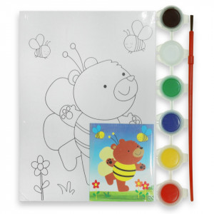 Set pictura panza predesenata cu 6 culori - Urs 10x15cm CNX s882