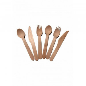 Tacamuri lemn 2 linguri + 2 furculite + 2 cutite 16cm 6/set Colorarte a120