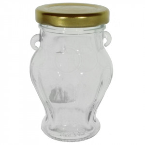 Borcan sticla forma amfora greceasca capac metal 80ml (106)