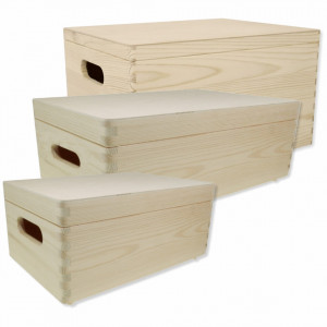Cutie lemn dreptunghiulara cu manere decupate si picioare SD***