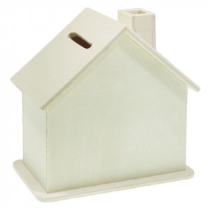 Pusculita lemn tip casuta 10,5x5,5x9,5cm nefinisata PZ277