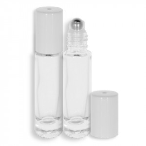 Sticluta transparenta cu roll-on si capac plastic alb 10ml 2/set(STS-MROLL-10tr)