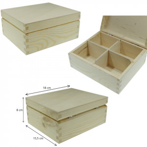 Cutie lemn dreptunghiulara compartimentata pentru ceai PH30*