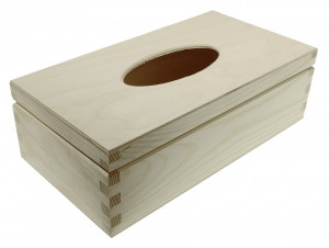 Cutie placaj cu lemn dreptunghiulara cu capac si balama pentru servetele 25,5x13,5x8,5cm CH216