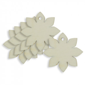 Floare placaj natur 8 petale, cu gaura M3 3cm 5/set