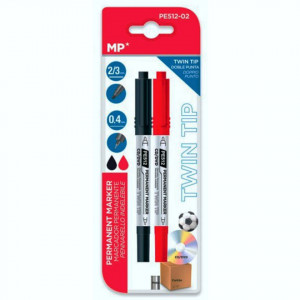 Marker permanent 2 capete varf 0,4mm si 2-3mm pentru CD/DVD 2/set MP negru, rosu PE512-02