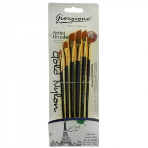 Pensula sintetica varf oblic coada scurta 6/set Giorgione 5406