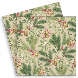 Servetel Decor cu crengute si clopotei 33x33cm 2/set L-967069