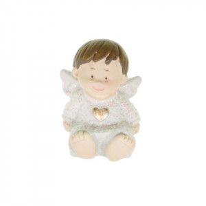 Inger rasina baietel alb cu sclipici si par saten model-1 3,2x2,5x2cm DD56979