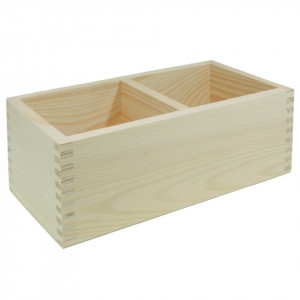 Ladita lemn dreptunghiulara cu 2 compartimente 23,5x12x10,5cm PO250