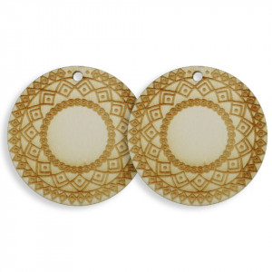 Mandala placaj natur gravat M7 5cm 2/set