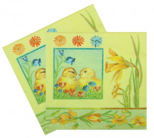Servetel Puisori si flori de primavara 33x33cm 2/set 819961