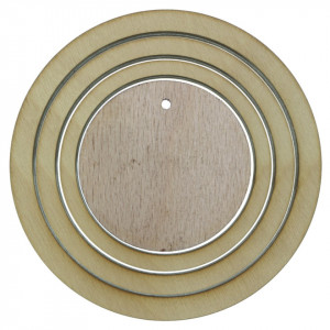Set 3 inele placaj fag 5/6/7x0,5x0,8cm + disc placaj cu gaura 4x0,8cm
