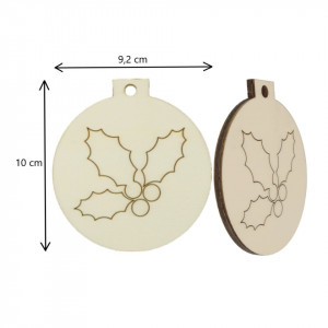 Glob placaj cu model pirogravat 10cm 2/set