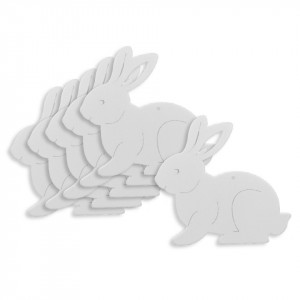 Iepure lemn alb 7x6,5cm 6/set