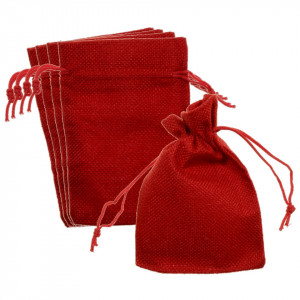 Saculet textil 9,5x13,5cm 5/set rosu