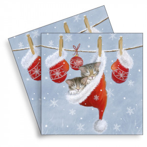 Servetel Pisicute in caciula de Mos 33x33cm 2/set 33314750