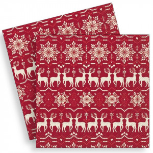 Servetel Reni si motive traditionale de Craciun 33x33cm 2/set L-975110