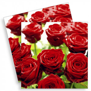 Servetel Trandafiri rosii 33x33cm 2/set PD-210080