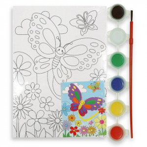 Set pictura panza predesenata cu 6 culori - Fluturi 10x15cm CNX s882