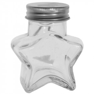 Borcan sticla forma stea 50ml cu capac aluminiu (70 31*10 CH)