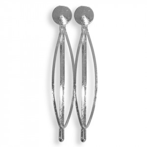 Clama par argintie frunza cu platou 10mm 2/set