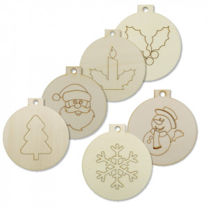 Glob placaj cu model pirogravat 10cm 2/set