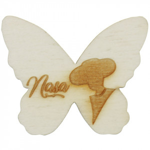 Marturie nunta fluture placaj gravat -Nasa-4,5x5,5cm
