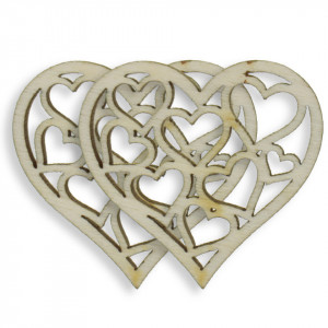 Inima placaj natur decupat inimi M12 7,6x8cm 2/set