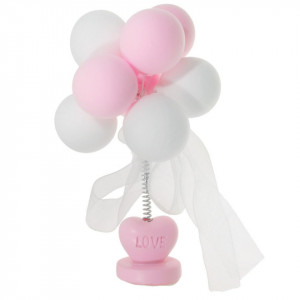 Miniatura baloane alb/roz 11cm cu adeziv