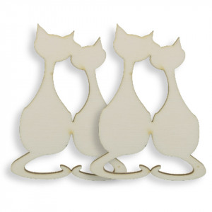 Pisici indragostite placaj 6x8cm 2/set