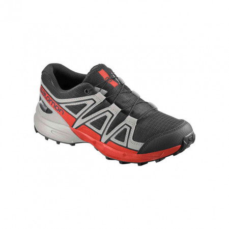 Pantofi Salomon Speedcross Junior, impermeabili, culoare negru cu gri