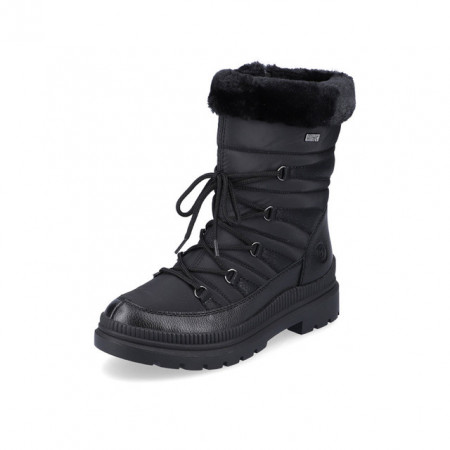 Apreskiuri Remonte, model C78, impermeabile, blana naturala, culoare neagra, talpa cu fibra de sticla