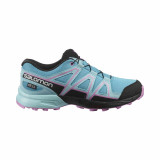 Pantofi Salomon Speedcross Junior, impermeabili, culoare albastru cu roz