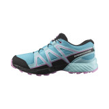 Pantofi Salomon Speedcross Junior, impermeabili, culoare albastru cu roz