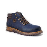 Ghete Goretti, piele nubuk, imblanite, culoare albastra