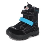 Ghete Rekord, pentru copii, impermeabile, imblanite, culoare negru cu albastru